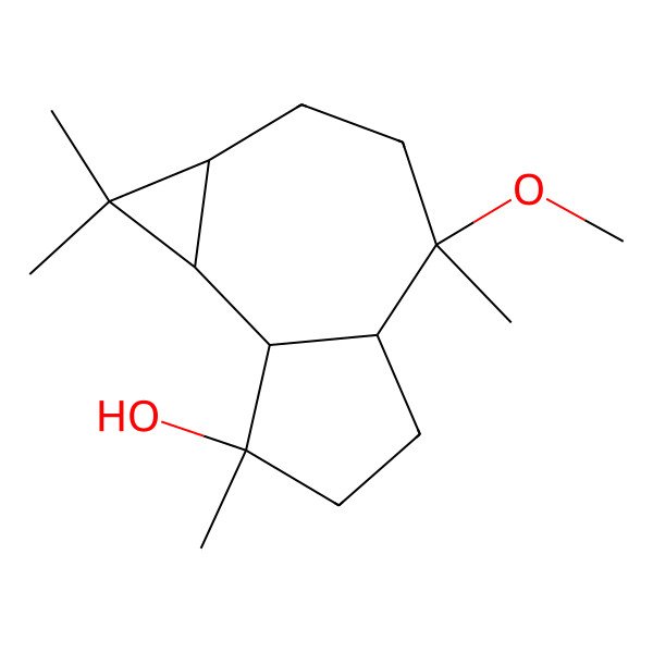 2D Structure of (1aR,4R,4aR,7S,7aS,7bR)-4-methoxy-1,1,4,7-tetramethyl-1a,2,3,4a,5,6,7a,7b-octahydrocyclopropa[h]azulen-7-ol