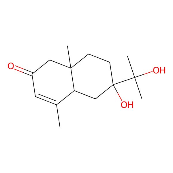 2D Structure of (4aR,6S,8aS)-6-hydroxy-6-(2-hydroxypropan-2-yl)-4,8a-dimethyl-4a,5,7,8-tetrahydro-1H-naphthalen-2-one 2D Structure of (4aR,6S,8aS)-6-hydroxy-6-(2-hydroxypropan-2-yl)-4,8a-dimethyl-4a,5,7,8-tetrahydro-1H-naphthalen-2-one