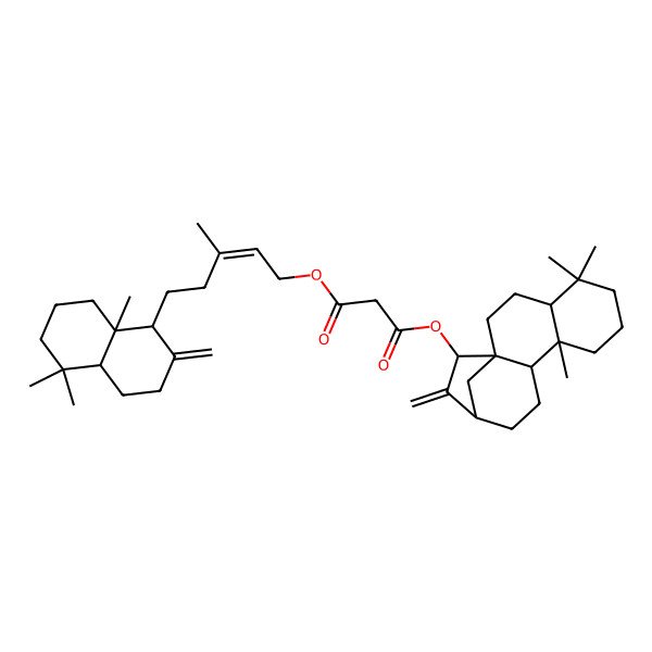 2D Structure of 1-O-[5-(5,5,8a-trimethyl-2-methylidene-3,4,4a,6,7,8-hexahydro-1H-naphthalen-1-yl)-3-methylpent-2-enyl] 3-O-(5,5,9-trimethyl-14-methylidene-15-tetracyclo[11.2.1.01,10.04,9]hexadecanyl) propanedioate