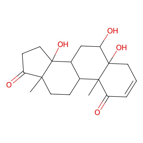 2D Structure of (5R,6R,8R,9S,10R,13S,14R)-5,6,14-trihydroxy-10,13-dimethyl-6,7,8,9,11,12,15,16-octahydro-4H-cyclopenta[a]phenanthrene-1,17-dione