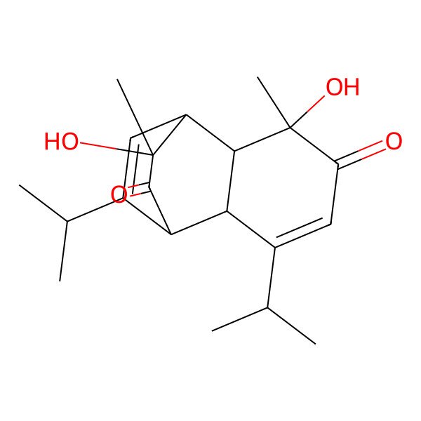 2D Structure of (1S,2S,3R,7R,8S,10S)-3,10-dihydroxy-3,10-dimethyl-6,12-di(propan-2-yl)tricyclo[6.2.2.02,7]dodeca-5,11-diene-4,9-dione
