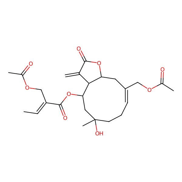 2D Structure of [10-(acetyloxymethyl)-6-hydroxy-6-methyl-3-methylidene-2-oxo-4,5,7,8,11,11a-hexahydro-3aH-cyclodeca[b]furan-4-yl] 2-(acetyloxymethyl)but-2-enoate