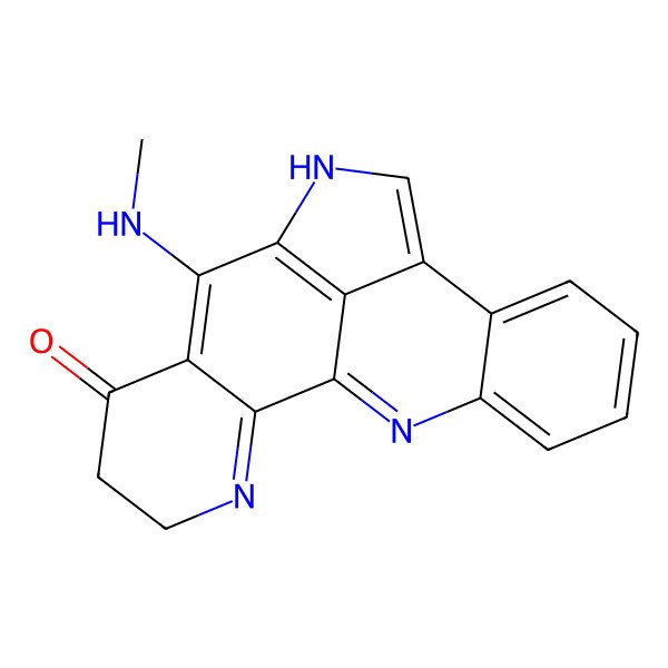 2D Structure of 8-(methylamino)-3,10,19-triazapentacyclo[10.7.1.02,7.09,20.013,18]icosa-1(19),2,7,9(20),11,13,15,17-octaen-6-one