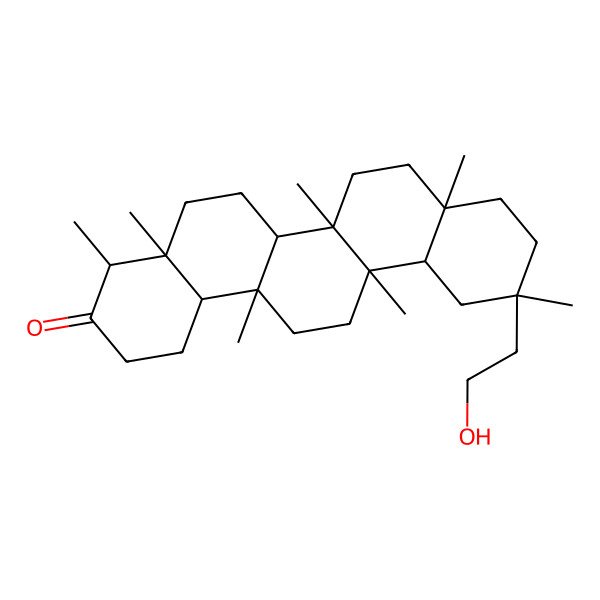 2D Structure of 11-(2-hydroxyethyl)-4,4a,6a,6b,8a,11,14a-heptamethyl-2,4,5,6,6a,7,8,9,10,12,12a,13,14,14b-tetradecahydro-1H-picen-3-one