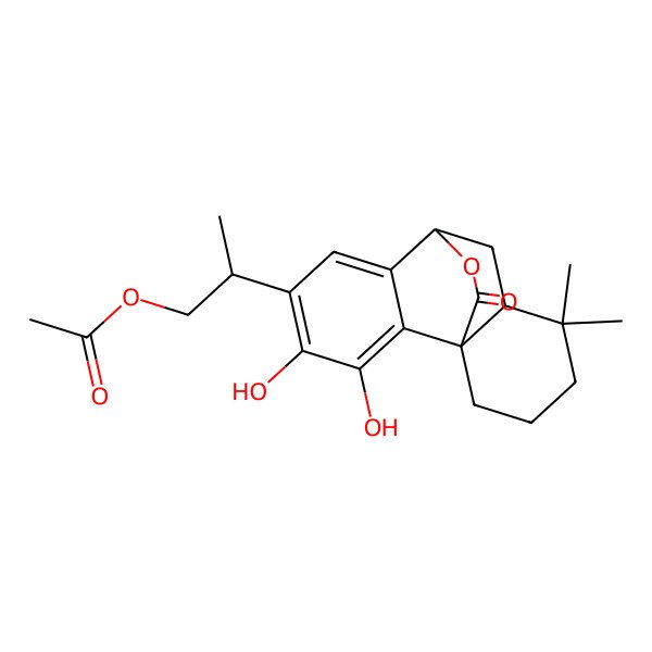 2D Structure of [(2S)-2-[(1R,8S,10S)-3,4-dihydroxy-11,11-dimethyl-15-oxo-16-oxatetracyclo[6.6.2.01,10.02,7]hexadeca-2,4,6-trien-5-yl]propyl] acetate