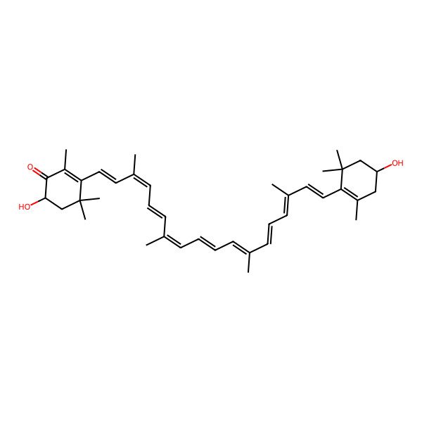 2D Structure of (6S)-6-hydroxy-3-[(1E,3E,5E,7E,9E,11E,13E,15E,17E)-18-[(4S)-4-hydroxy-2,6,6-trimethylcyclohexen-1-yl]-3,7,12,16-tetramethyloctadeca-1,3,5,7,9,11,13,15,17-nonaenyl]-2,4,4-trimethylcyclohex-2-en-1-one