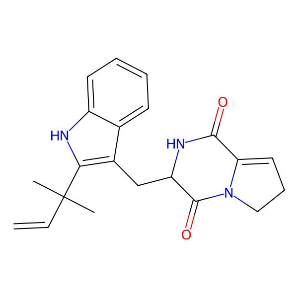 2D Structure of 3-[[2-(2-methylbut-3-en-2-yl)-1H-indol-3-yl]methyl]-2,3,6,7-tetrahydropyrrolo[1,2-a]pyrazine-1,4-dione