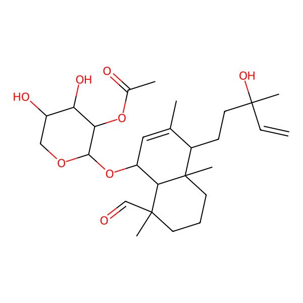 2D Structure of [2-[[8-Formyl-4-(3-hydroxy-3-methylpent-4-enyl)-3,4a,8-trimethyl-1,4,5,6,7,8a-hexahydronaphthalen-1-yl]oxy]-4,5-dihydroxyoxan-3-yl] acetate