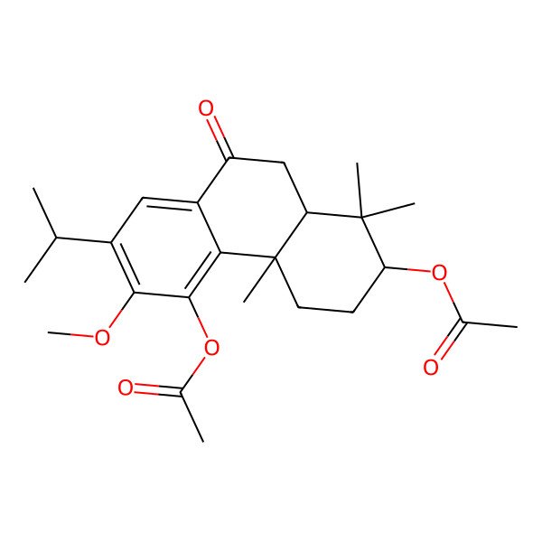 2D Structure of (5-acetyloxy-6-methoxy-1,1,4a-trimethyl-9-oxo-7-propan-2-yl-3,4,10,10a-tetrahydro-2H-phenanthren-2-yl) acetate