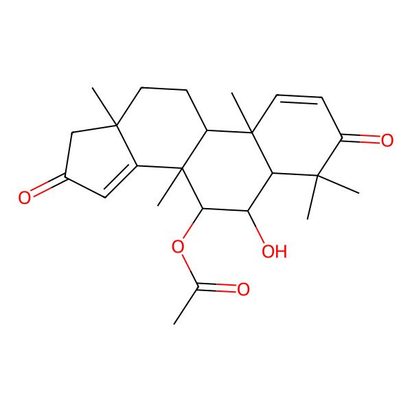 2D Structure of (6-hydroxy-4,4,8,10,13-pentamethyl-3,16-dioxo-6,7,9,11,12,17-hexahydro-5H-cyclopenta[a]phenanthren-7-yl) acetate