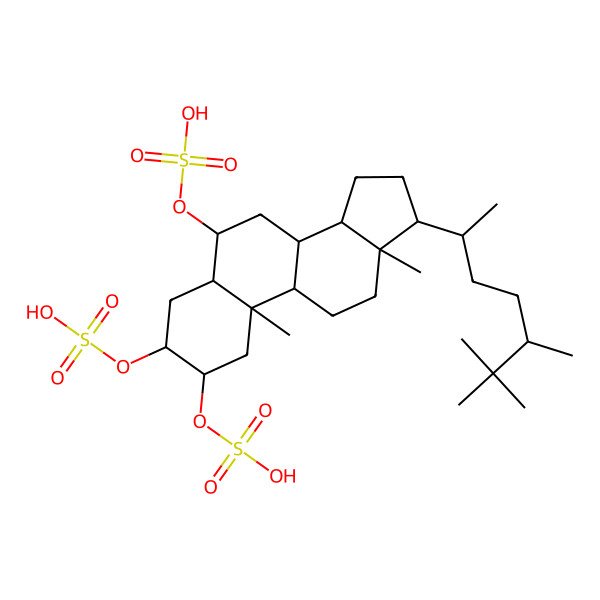 2D Structure of [10,13-dimethyl-2,3-disulfooxy-17-(5,6,6-trimethylheptan-2-yl)-2,3,4,5,6,7,8,9,11,12,14,15,16,17-tetradecahydro-1H-cyclopenta[a]phenanthren-6-yl] hydrogen sulfate