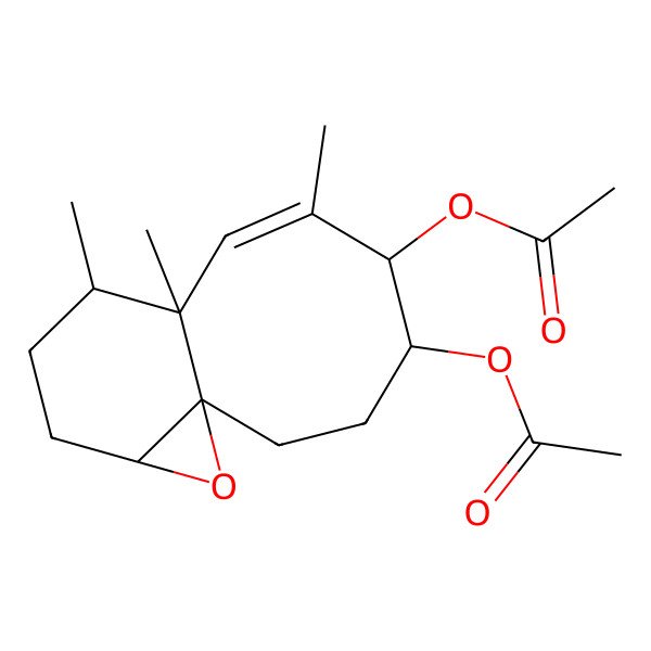 2D Structure of [(1S,4S,5R,6E,8S,9S,12R)-5-acetyloxy-6,8,9-trimethyl-13-oxatricyclo[6.5.0.01,12]tridec-6-en-4-yl] acetate
