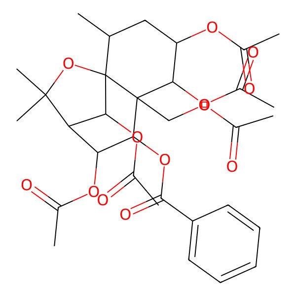 2D Structure of [4,5,8,12-Tetraacetyloxy-6-(acetyloxymethyl)-2,10,10-trimethyl-11-oxatricyclo[7.2.1.01,6]dodecan-7-yl] benzoate