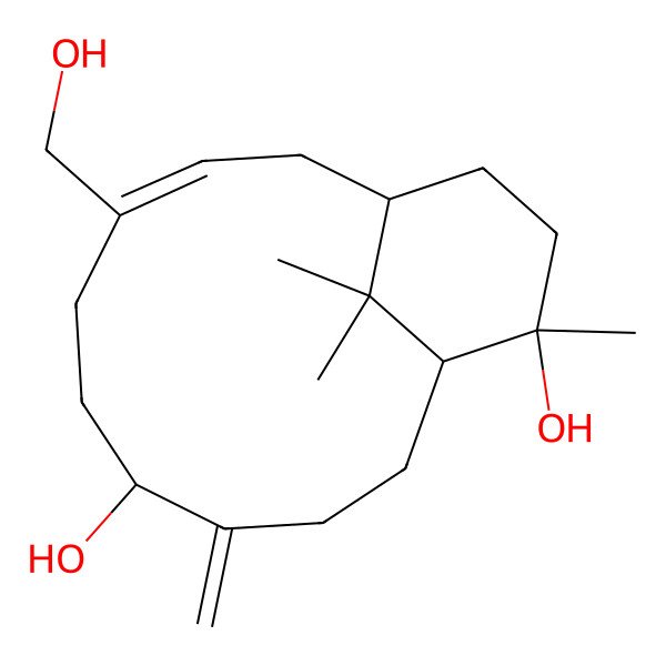 2D Structure of (1S,5S,8Z,11S,14S)-8-(hydroxymethyl)-14,15,15-trimethyl-4-methylidenebicyclo[9.3.1]pentadec-8-ene-5,14-diol