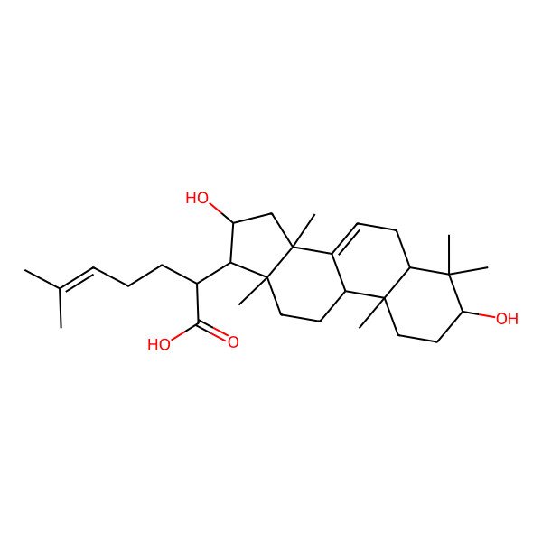 2D Structure of (2S)-2-[(3S,5R,9R,10R,13S,14S,16S,17S)-3,16-dihydroxy-4,4,10,13,14-pentamethyl-2,3,5,6,9,11,12,15,16,17-decahydro-1H-cyclopenta[a]phenanthren-17-yl]-6-methylhept-5-enoic acid
