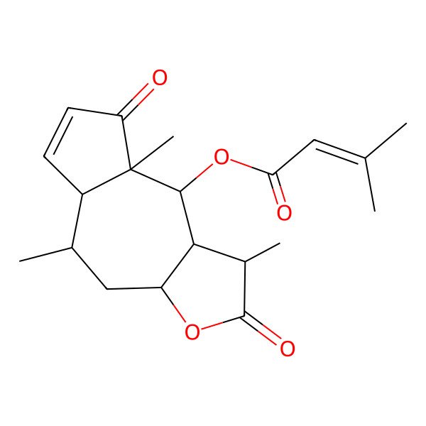 2D Structure of (1,5,8a-trimethyl-2,8-dioxo-3a,4,5,5a,9,9a-hexahydro-1H-azuleno[6,5-b]furan-9-yl) 3-methylbut-2-enoate