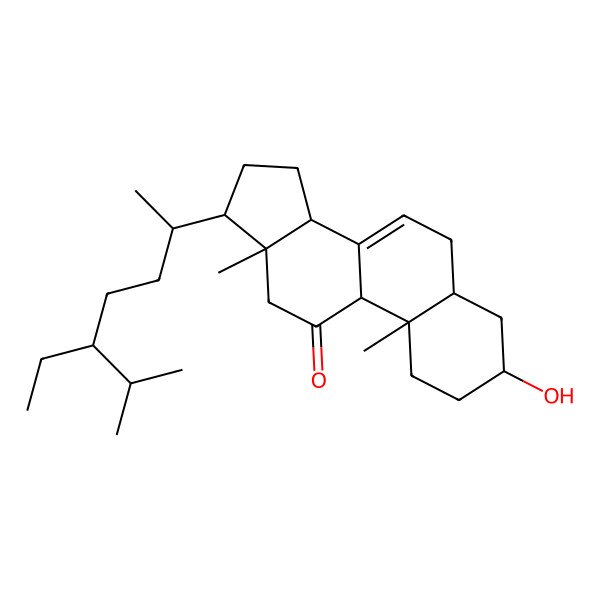 2D Structure of (3R,5S,9R,10S,13R,14R,17R)-17-[(2R,5R)-5-ethyl-6-methylheptan-2-yl]-3-hydroxy-10,13-dimethyl-1,2,3,4,5,6,9,12,14,15,16,17-dodecahydrocyclopenta[a]phenanthren-11-one