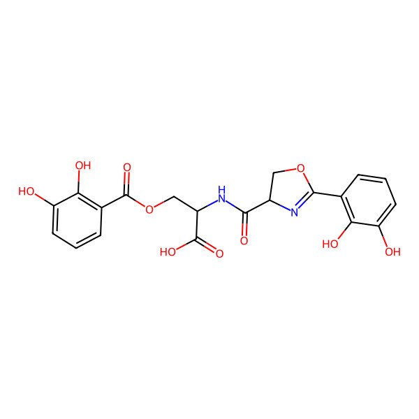 2D Structure of 3-(2,3-Dihydroxybenzoyl)oxy-2-[[2-(2,3-dihydroxyphenyl)-4,5-dihydro-1,3-oxazole-4-carbonyl]amino]propanoic acid