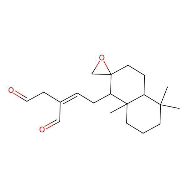2D Structure of (2E)-2-[2-[(1R,2S,4aS,8aR)-5,5,8a-trimethylspiro[3,4,4a,6,7,8-hexahydro-1H-naphthalene-2,2'-oxirane]-1-yl]ethylidene]butanedial