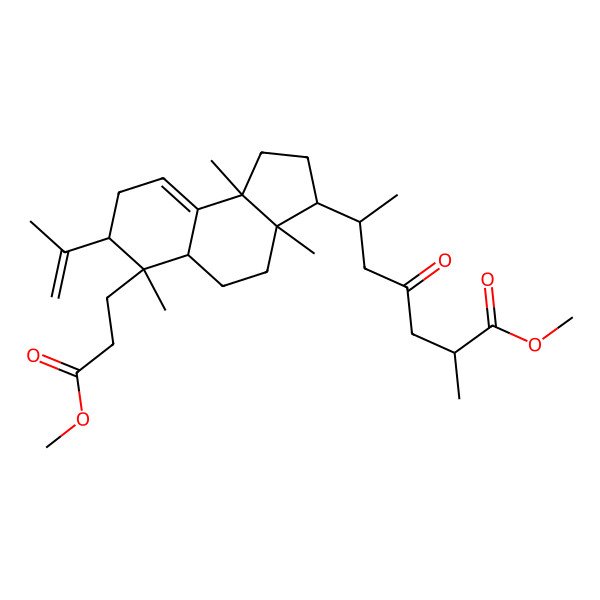 2D Structure of Methyl 6-[6-(3-methoxy-3-oxopropyl)-3a,6,9b-trimethyl-7-prop-1-en-2-yl-1,2,3,4,5,5a,7,8-octahydrocyclopenta[a]naphthalen-3-yl]-2-methyl-4-oxoheptanoate