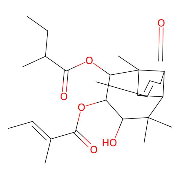 2D Structure of [(1R,2R,3S,4R,5S,7S,8R)-5-hydroxy-2,6,6,9-tetramethyl-4-[(Z)-2-methylbut-2-enoyl]oxy-11-oxo-3-tricyclo[5.4.0.02,8]undec-9-enyl] (2R)-2-methylbutanoate