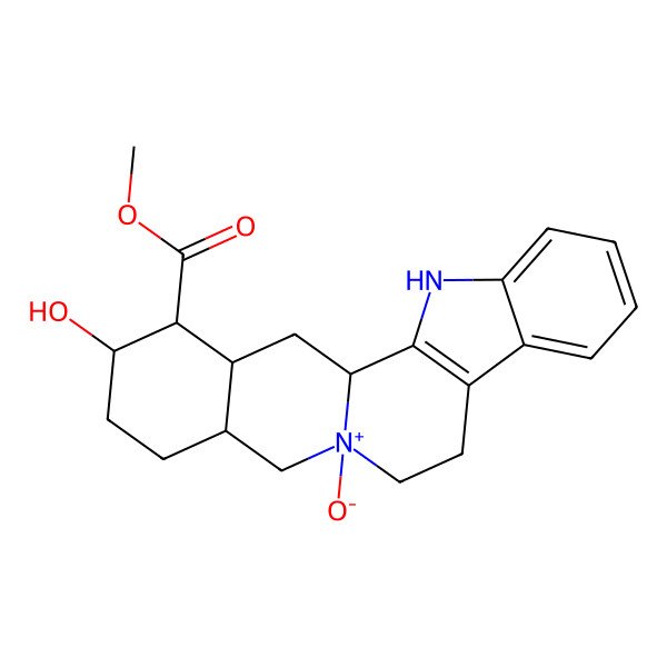 2D Structure of methyl (1S,13S,15R,18S,19R,20R)-18-hydroxy-13-oxido-1,3,11,12,14,15,16,17,18,19,20,21-dodecahydroyohimban-13-ium-19-carboxylate