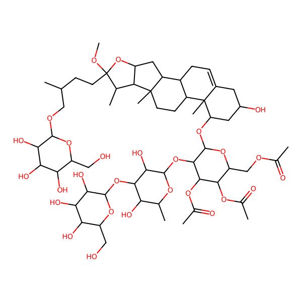 2D Structure of [3,4-Diacetyloxy-5-[3,5-dihydroxy-6-methyl-4-[3,4,5-trihydroxy-6-(hydroxymethyl)oxan-2-yl]oxyoxan-2-yl]oxy-6-[[16-hydroxy-6-methoxy-7,9,13-trimethyl-6-[3-methyl-4-[3,4,5-trihydroxy-6-(hydroxymethyl)oxan-2-yl]oxybutyl]-5-oxapentacyclo[10.8.0.02,9.04,8.013,18]icos-18-en-14-yl]oxy]oxan-2-yl]methyl acetate