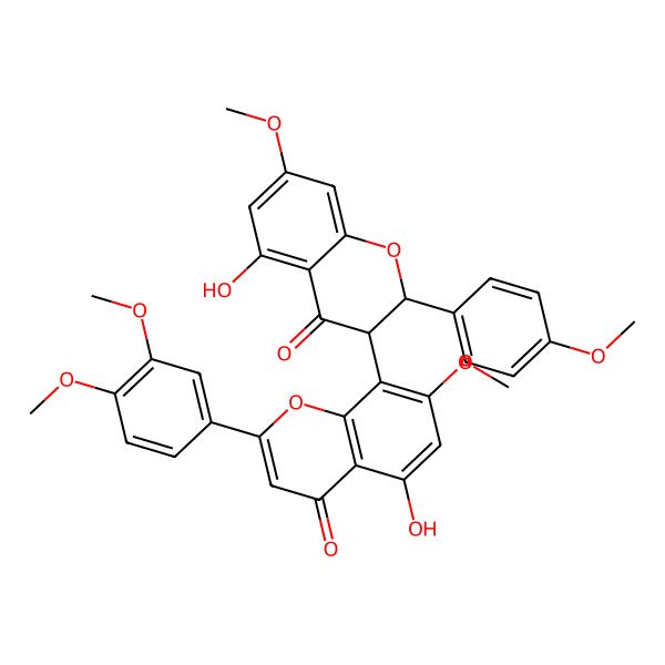 2D Structure of 2-(3,4-Dimethoxyphenyl)-5-hydroxy-8-[5-hydroxy-7-methoxy-2-(4-methoxyphenyl)-4-oxo-2,3-dihydrochromen-3-yl]-7-methoxychromen-4-one
