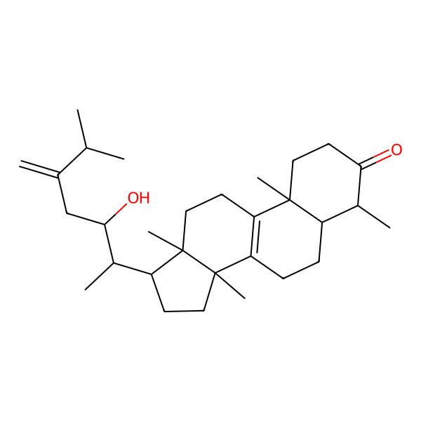 2D Structure of 17-(3-hydroxy-6-methyl-5-methylideneheptan-2-yl)-4,10,13,14-tetramethyl-2,4,5,6,7,11,12,15,16,17-decahydro-1H-cyclopenta[a]phenanthren-3-one