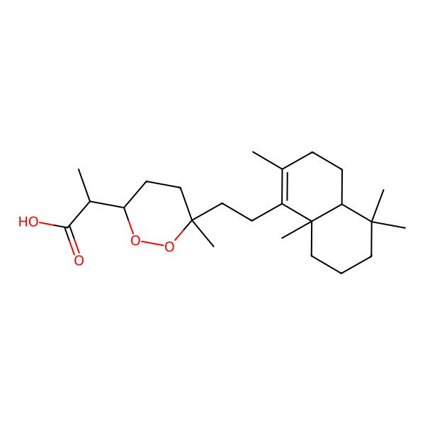 2D Structure of (2S)-2-[(3S,6S)-6-[2-[(4aS,8aS)-2,5,5,8a-tetramethyl-3,4,4a,6,7,8-hexahydronaphthalen-1-yl]ethyl]-6-methyldioxan-3-yl]propanoic acid