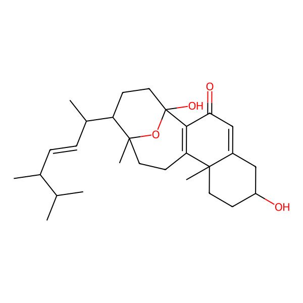 2D Structure of 15-(5,6-Dimethylhept-3-en-2-yl)-1,7-dihydroxy-10,14-dimethyl-18-oxatetracyclo[12.3.1.02,11.05,10]octadeca-2(11),4-dien-3-one