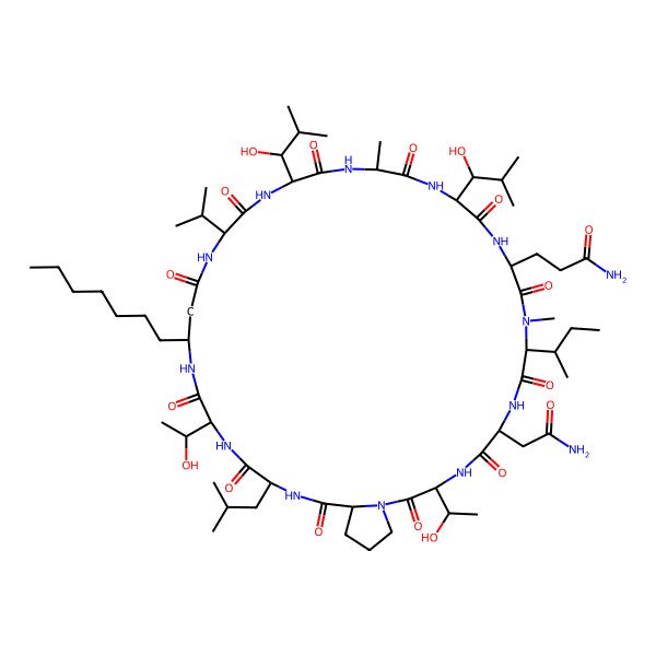 2D Structure of cyclo[DL-Ala-DL-Leu(3-OH)-DL-Gln-DL-N(Me)xiIle-DL-Asn-DL-xiThr-DL-Pro-DL-Leu-DL-xiThr-bAla(3-heptyl)-DL-Val-DL-Leu(3-OH)]