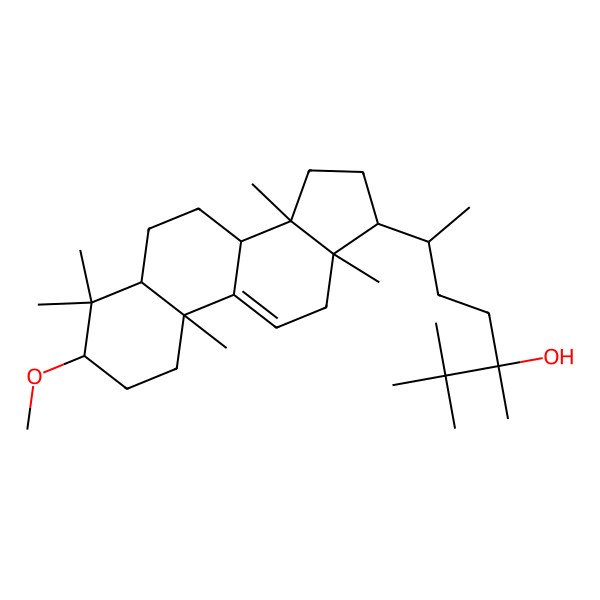 2D Structure of 6-(3-methoxy-4,4,10,13,14-pentamethyl-2,3,5,6,7,8,12,15,16,17-decahydro-1H-cyclopenta[a]phenanthren-17-yl)-2,2,3-trimethylheptan-3-ol