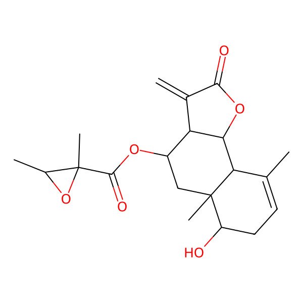 2D Structure of [(3aR,4R,5aR,6R,9aS,9bR)-6-hydroxy-5a,9-dimethyl-3-methylidene-2-oxo-4,5,6,7,9a,9b-hexahydro-3aH-benzo[g][1]benzofuran-4-yl] (2S,3R)-2,3-dimethyloxirane-2-carboxylate