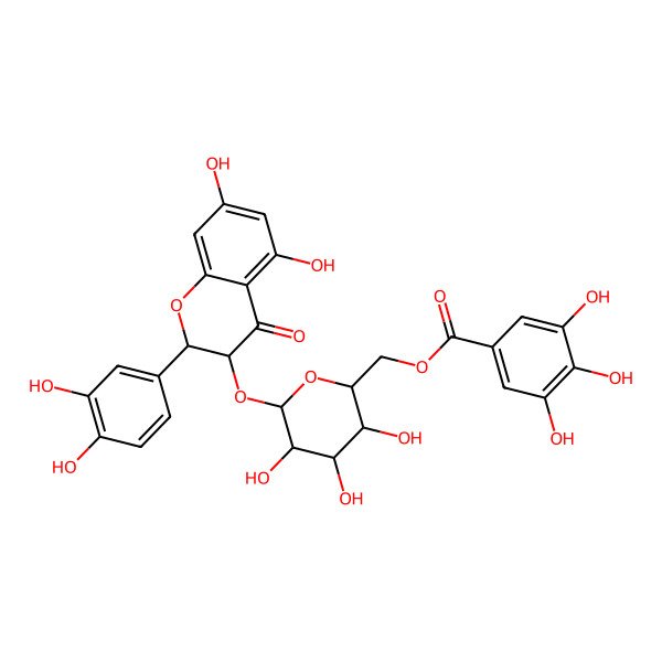 2D Structure of [6-[[2-(3,4-Dihydroxyphenyl)-5,7-dihydroxy-4-oxo-2,3-dihydrochromen-3-yl]oxy]-3,4,5-trihydroxyoxan-2-yl]methyl 3,4,5-trihydroxybenzoate