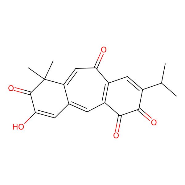 2D Structure of 14-Hydroxy-12,12-dimethyl-6-propan-2-yltricyclo[9.4.0.03,8]pentadeca-1,3(8),6,10,14-pentaene-4,5,9,13-tetrone
