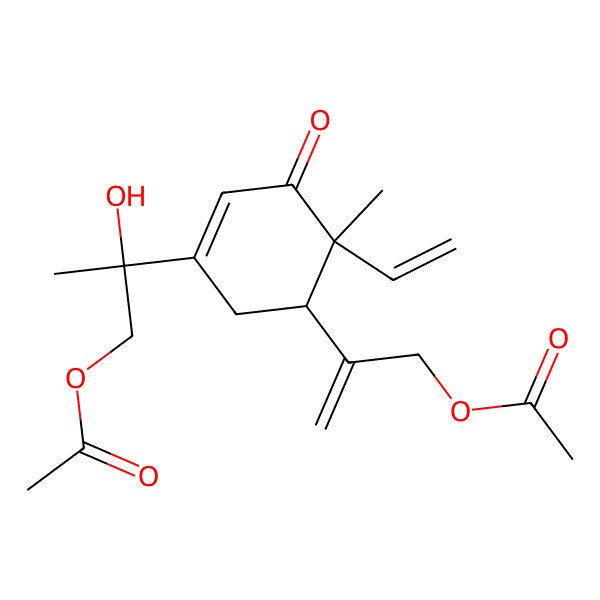 2D Structure of 2-[(1S,6R)-3-[(2S)-1-acetyloxy-2-hydroxypropan-2-yl]-6-ethenyl-6-methyl-5-oxocyclohex-3-en-1-yl]prop-2-enyl acetate