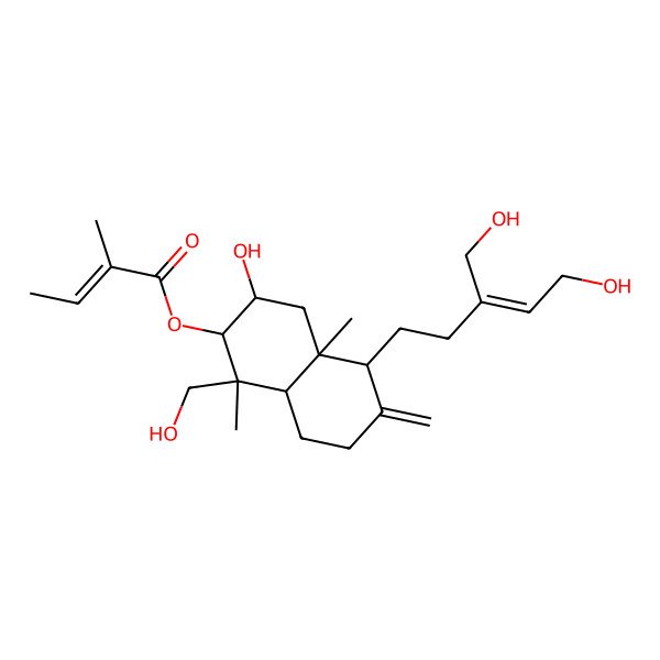 2D Structure of [(1S,2S,3S,4aS,5R,8aS)-3-hydroxy-5-[(Z)-5-hydroxy-3-(hydroxymethyl)pent-3-enyl]-1-(hydroxymethyl)-1,4a-dimethyl-6-methylidene-3,4,5,7,8,8a-hexahydro-2H-naphthalen-2-yl] (Z)-2-methylbut-2-enoate