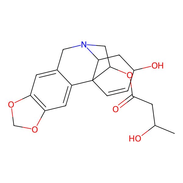 2D Structure of [(1S,13S,15R,18R)-15-hydroxy-5,7-dioxa-12-azapentacyclo[10.5.2.01,13.02,10.04,8]nonadeca-2,4(8),9,16-tetraen-18-yl] (3S)-3-hydroxybutanoate