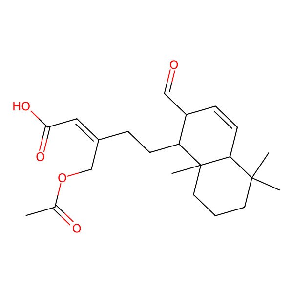 2D Structure of 3-(Acetyloxymethyl)-5-(2-formyl-5,5,8a-trimethyl-1,2,4a,6,7,8-hexahydronaphthalen-1-yl)pent-2-enoic acid 2D Structure of 3-(Acetyloxymethyl)-5-(2-formyl-5,5,8a-trimethyl-1,2,4a,6,7,8-hexahydronaphthalen-1-yl)pent-2-enoic acid