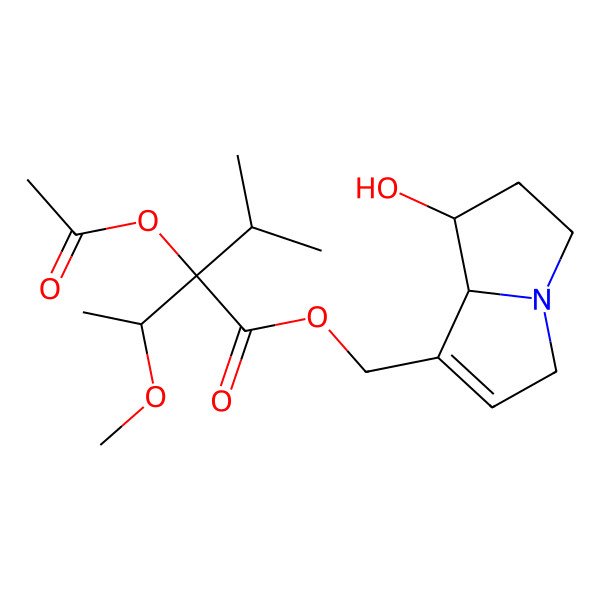 2D Structure of [(7S,8R)-7-hydroxy-5,6,7,8-tetrahydro-3H-pyrrolizin-1-yl]methyl (2S)-2-acetyloxy-2-[(1R)-1-methoxyethyl]-3-methylbutanoate