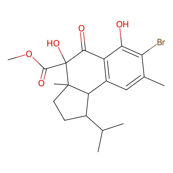 2D Structure of Methyl 7-bromo-4,6-dihydroxy-3a,8-dimethyl-5-oxo-1-propan-2-yl-1,2,3,9b-tetrahydrocyclopenta[a]naphthalene-4-carboxylate