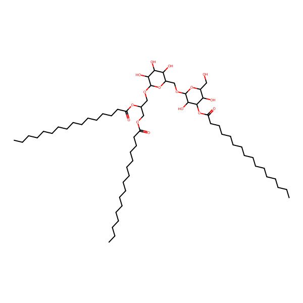2D Structure of [(2S)-2-hexadecanoyloxy-3-[(2R,3R,4S,5R,6R)-6-[[(2S,3R,4S,5S,6R)-4-hexadecanoyloxy-3,5-dihydroxy-6-(hydroxymethyl)oxan-2-yl]oxymethyl]-3,4,5-trihydroxyoxan-2-yl]oxypropyl] hexadecanoate