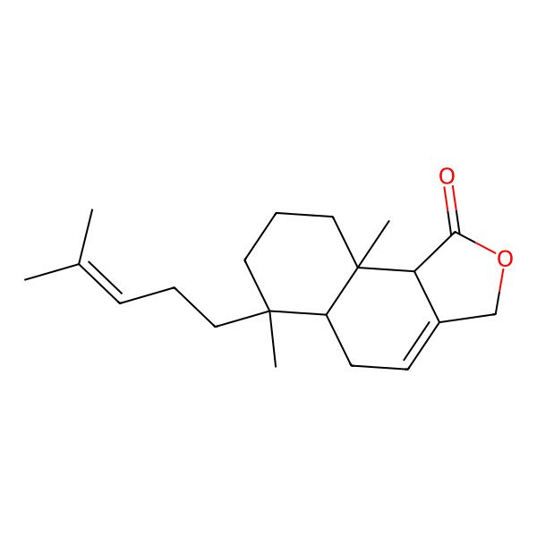 2D Structure of (5aS,6S,9aS,9bR)-6,9a-dimethyl-6-(4-methylpent-3-enyl)-5,5a,7,8,9,9b-hexahydro-3H-benzo[g][2]benzofuran-1-one