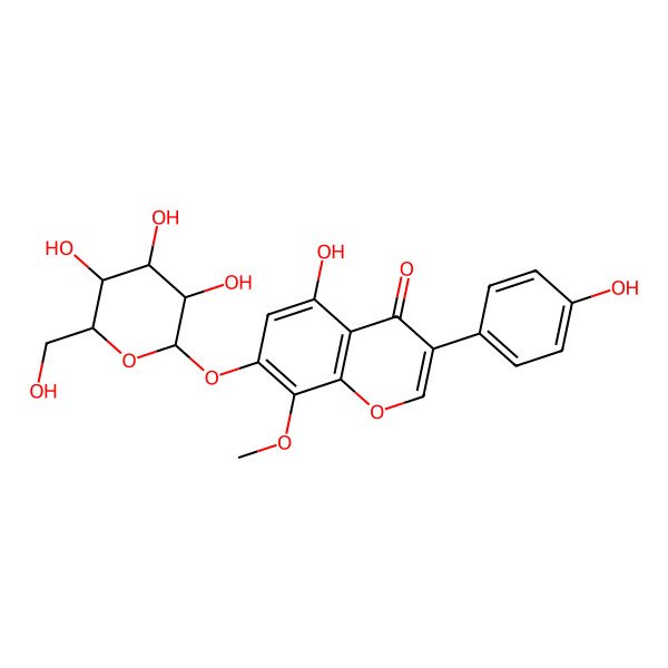 2D Structure of 5-Hydroxy-3-(4-hydroxyphenyl)-8-methoxy-7-[3,4,5-trihydroxy-6-(hydroxymethyl)oxan-2-yl]oxychromen-4-one