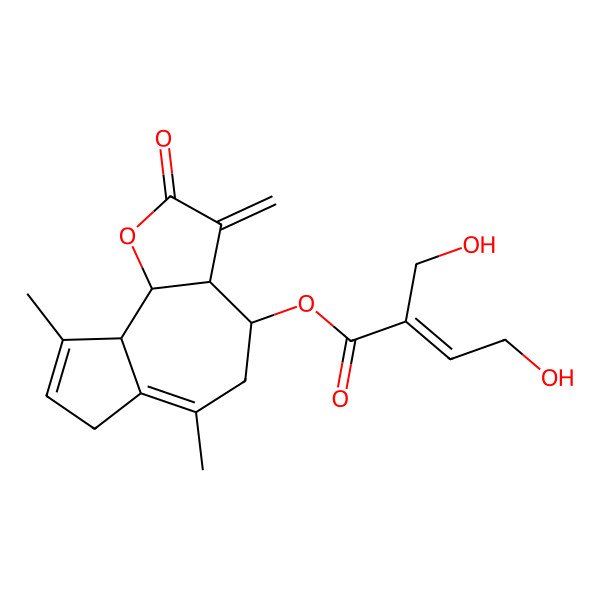 2D Structure of (6,9-Dimethyl-3-methylidene-2-oxo-3a,4,5,7,9a,9b-hexahydroazuleno[4,5-b]furan-4-yl) 4-hydroxy-2-(hydroxymethyl)but-2-enoate