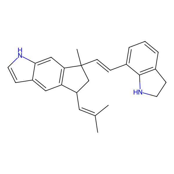 2D Structure of (5R,7R)-7-[(E)-2-(2,3-dihydro-1H-indol-7-yl)ethenyl]-7-methyl-5-(2-methylprop-1-enyl)-5,6-dihydro-1H-cyclopenta[f]indole
