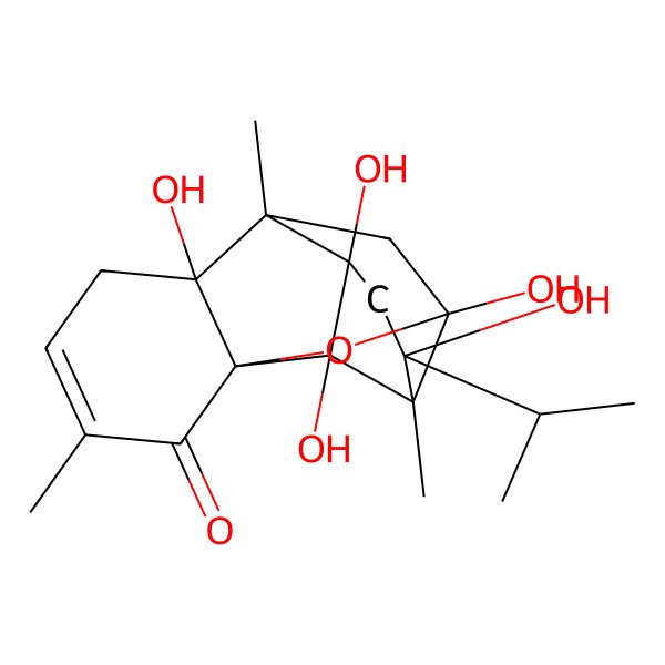 2D Structure of (1R,6S,7R,9S,10S,11S,13R,14R)-6,9,11,13,14-pentahydroxy-3,7,10-trimethyl-11-propan-2-yl-15-oxapentacyclo[7.5.1.01,6.07,13.010,14]pentadec-3-en-2-one