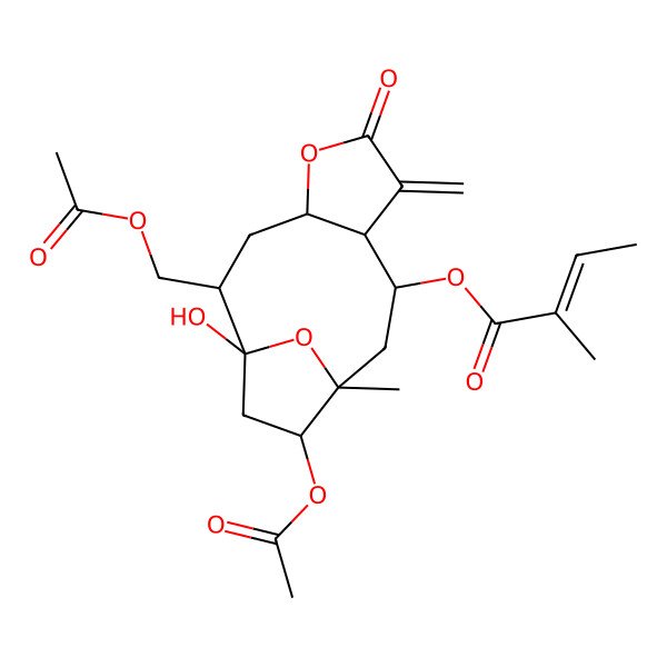 2D Structure of [(1S,2S,4R,8S,9R,11S,12S)-12-acetyloxy-2-(acetyloxymethyl)-1-hydroxy-11-methyl-7-methylidene-6-oxo-5,14-dioxatricyclo[9.2.1.04,8]tetradecan-9-yl] (Z)-2-methylbut-2-enoate