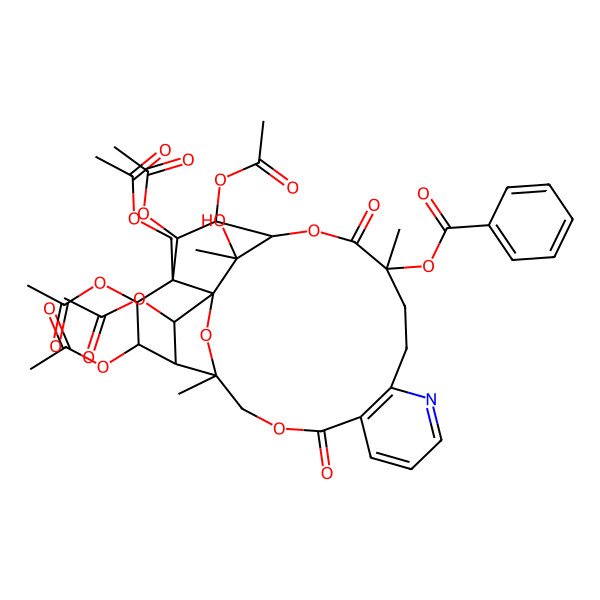2D Structure of [(1S,3R,15R,18S,21R,24S,26S)-19,20,22,23,25-pentaacetyloxy-21-(acetyloxymethyl)-26-hydroxy-3,15,26-trimethyl-6,16-dioxo-2,5,17-trioxa-11-azapentacyclo[16.7.1.01,21.03,24.07,12]hexacosa-7(12),8,10-trien-15-yl] benzoate